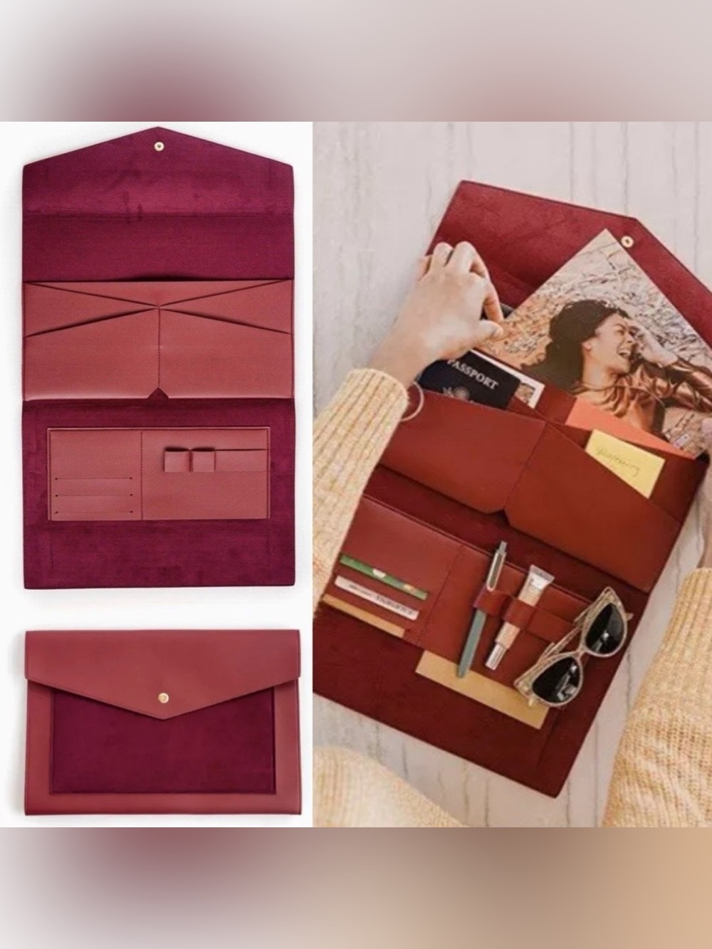 Glass Ladder & Co Pleather Travel Megan Organizer Clutch - Burgundy
